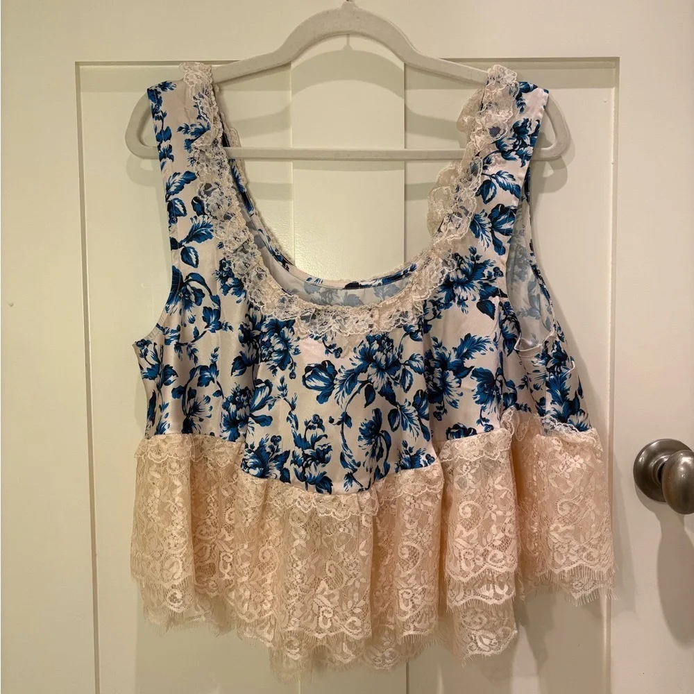 Anthropologie Blue Lace Swing Cami Sz XL - Picture 6 of 10
